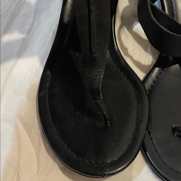 Ralph Lauren Linda Leather Heeled wedge Sandals Black Size 6B. Strappy spring - Picture 8 of 10